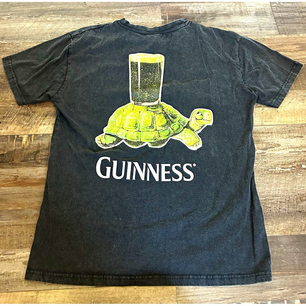 Guinness Anticipation Men's Black Cotton Turtle Logo Crew Neck T-Shirt M